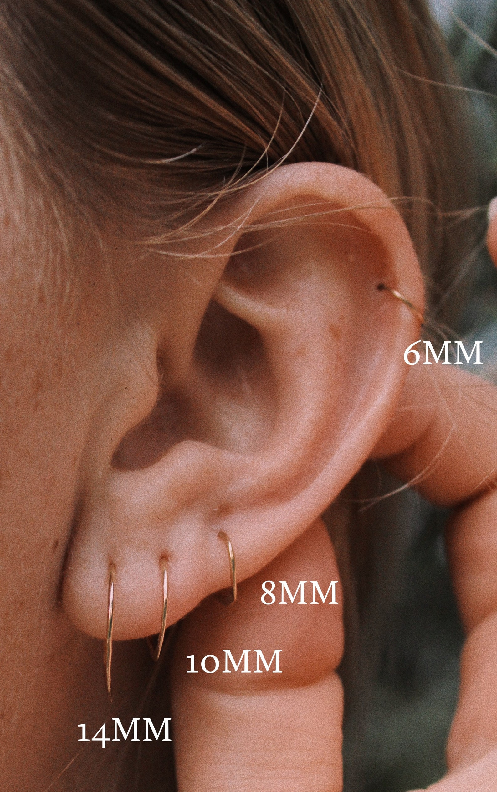 Set of 8mm Tiny Thin Hammered Cartilage Gold Hoops Delicate Etsy