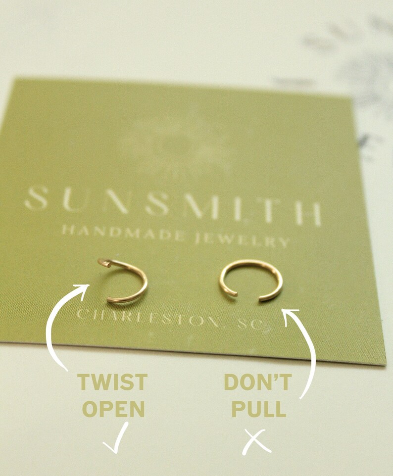 Set of 8mm Tiny Thin Hammered Cartilage Gold Hoops Delicate Etsy