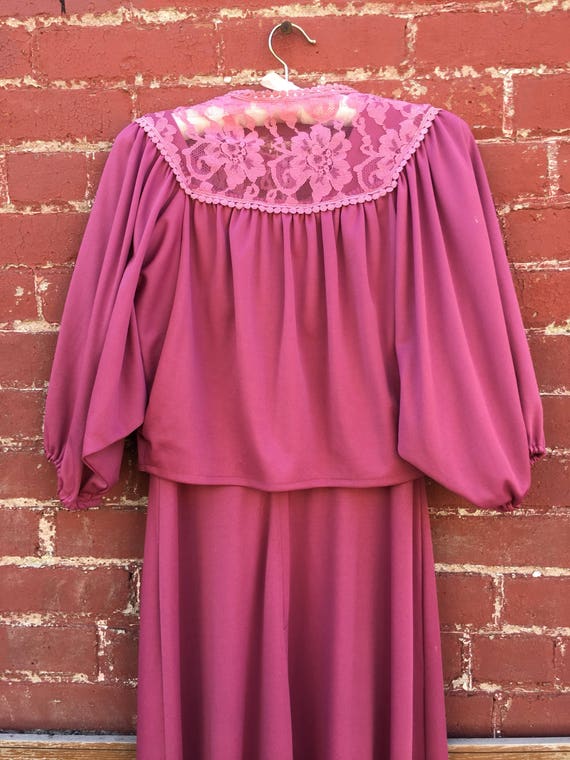 70s Purple Maxi Dress With Lace Bolero Jacket - image 3