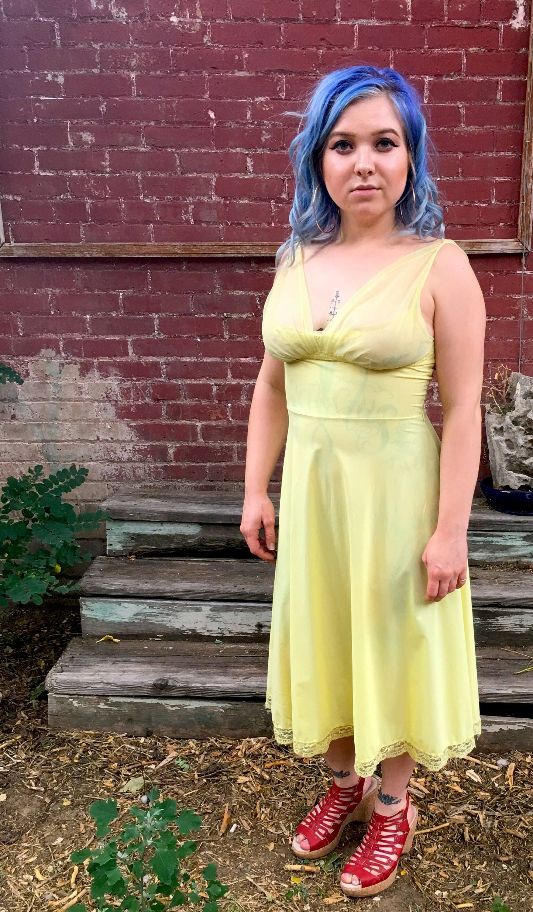 light yellow slip dress