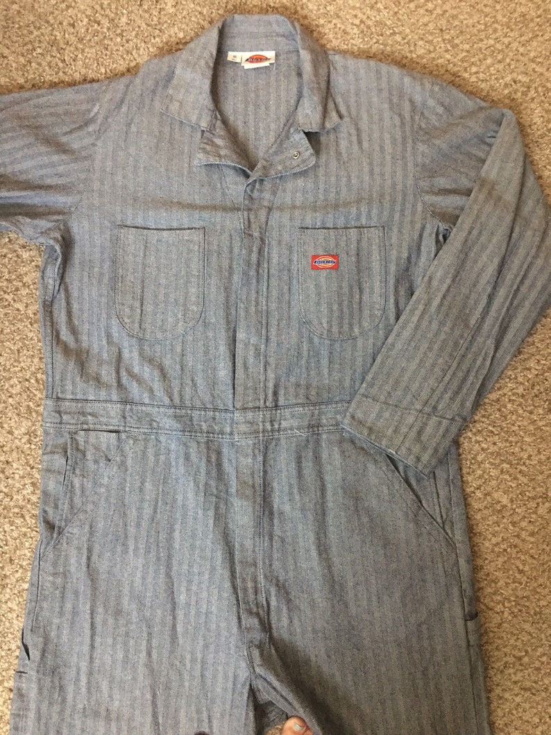 Vintage Dickies Coveralls Vintage Herringbone Denim Coveralls Size 46T Plus Size Vintage Unisex Free Shipping