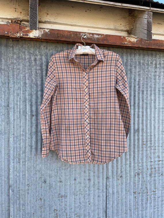 Vintage 80s Plaid Button Up Blouse / Vintage 80s … - image 1