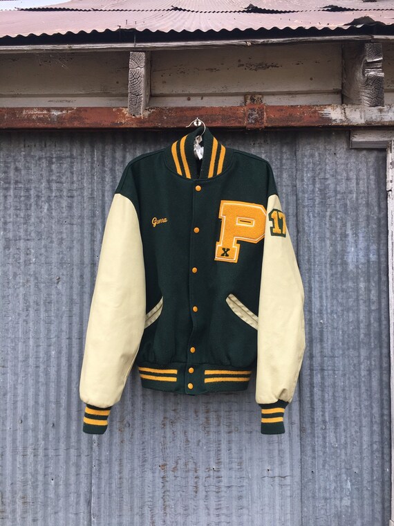 Vintage 90s Green Varsity Letterman’s Jacket / Vin