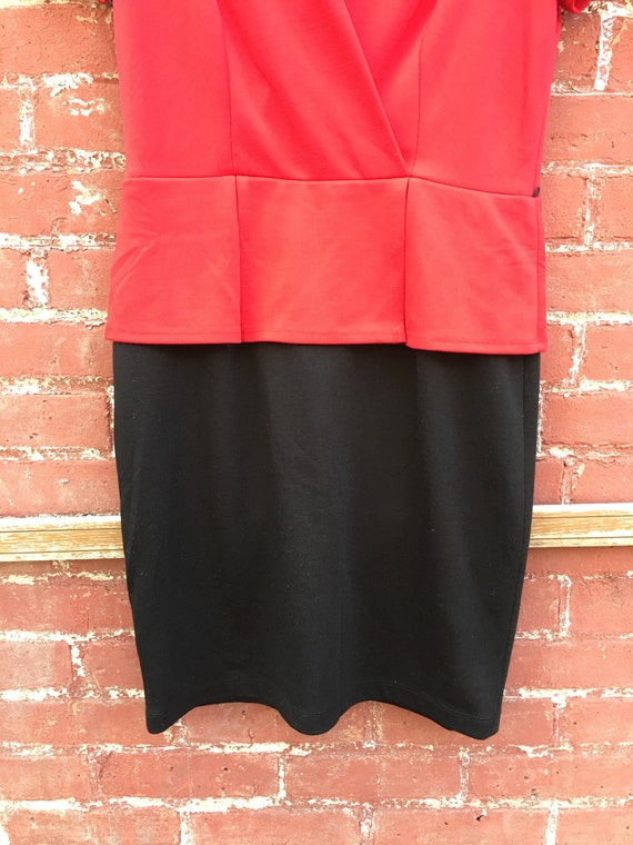 80s Peplum Red and Black Dress/ Size 10/ 80s Dress - image 7