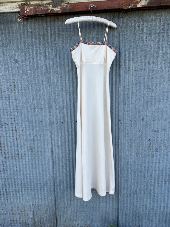 Vintage 1970s Off White Maxi Dress Size Small / Vi