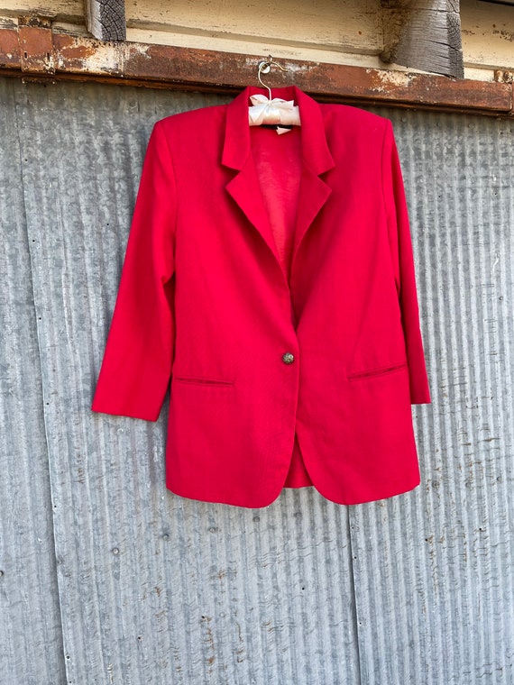 Vintage Red 90s Blazer / Oversized Blazer / Vinta… - image 3