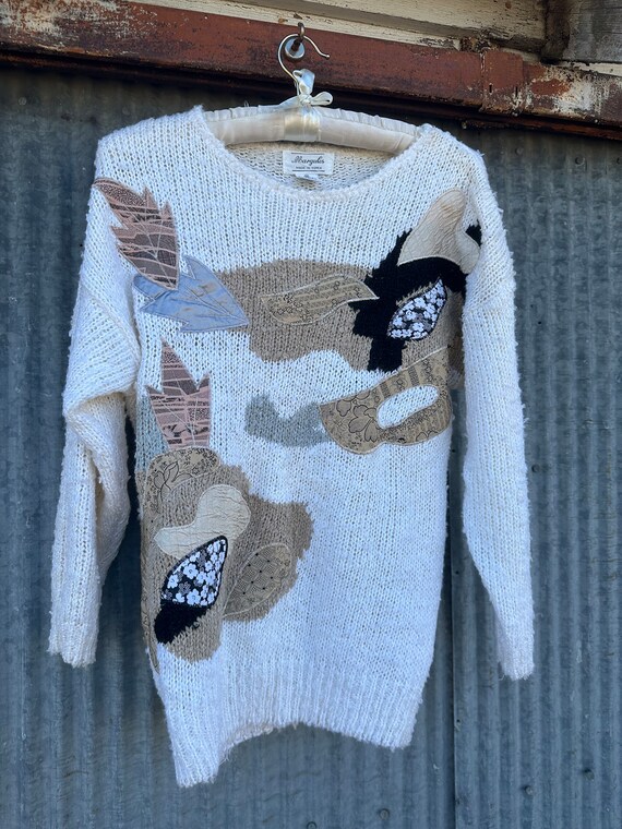 Vintage 80s Appliqué Boucle Sweater size Medium/ … - image 2