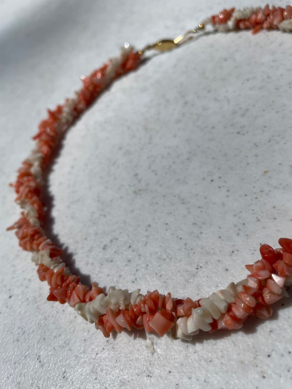 Vintage Coral Choker Necklace/ Coral Necklace / V… - image 3