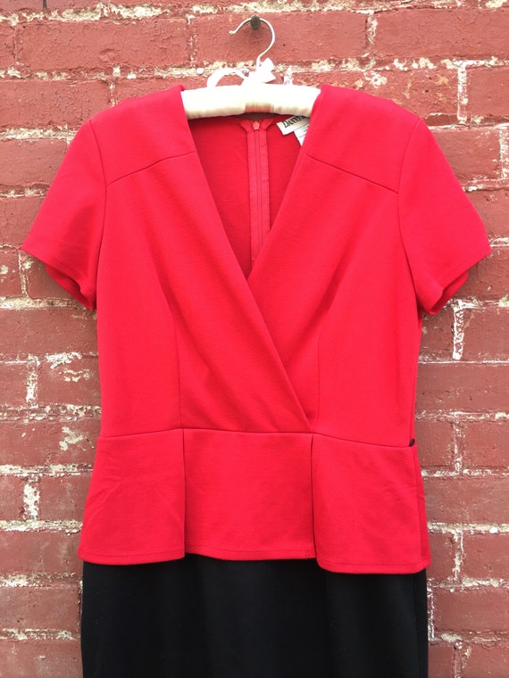 80s Peplum Red and Black Dress/ Size 10/ 80s Dress - image 4