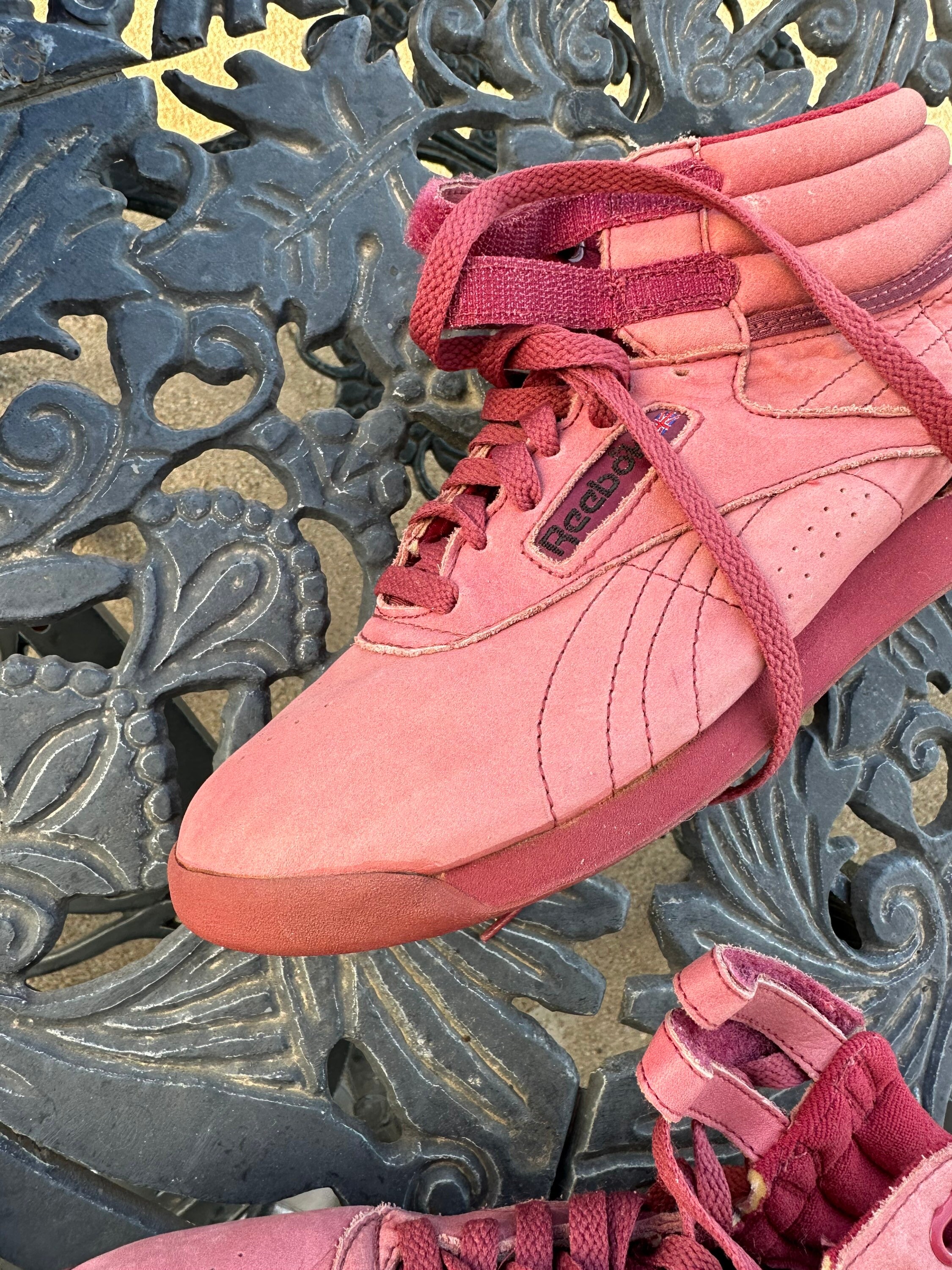 pink high top reebok classics