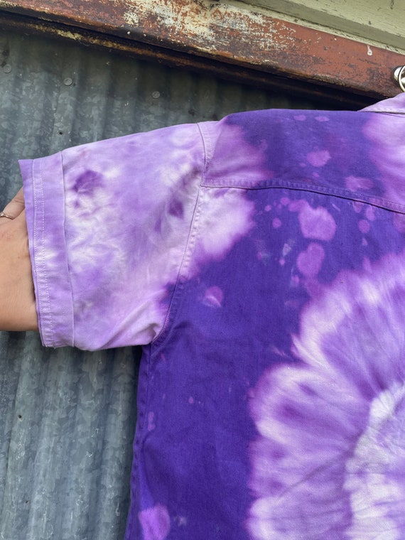 Vintage 80s Upcycled Tie Dye Button Up / Purple T… - image 10