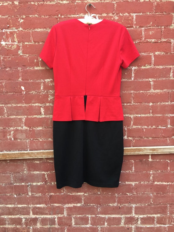 80s Peplum Red and Black Dress/ Size 10/ 80s Dress - image 6