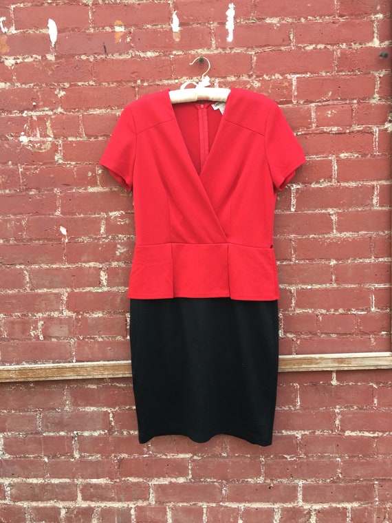 80s Peplum Red and Black Dress/ Size 10/ 80s Dress - image 3