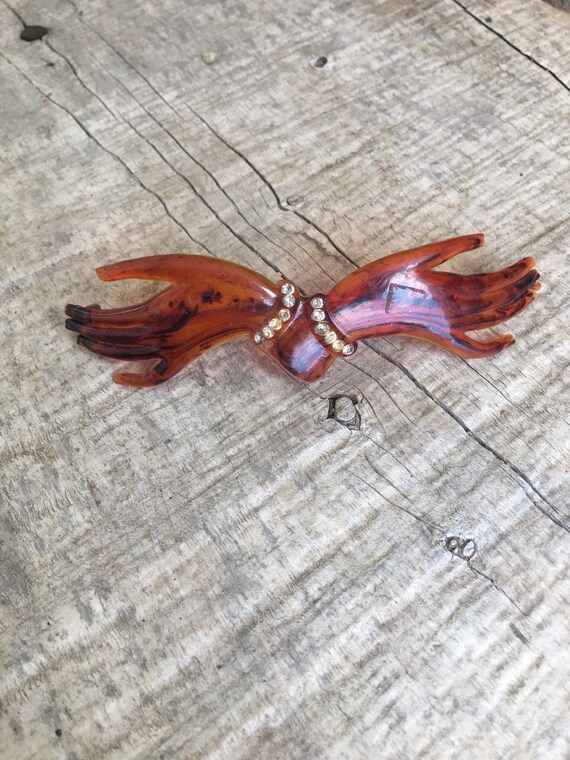 Antique Hand Shaped Hair Clip / Vintage 30s/40s Ha