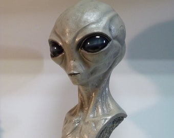 Alien Grey bust life size, inspired x files, science fiction,sci-fi, roswell, art, gift, collectable, sculpture, UFO, i want to believe