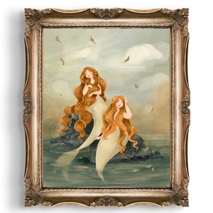 Coastal Mermaids Illustration Art Print