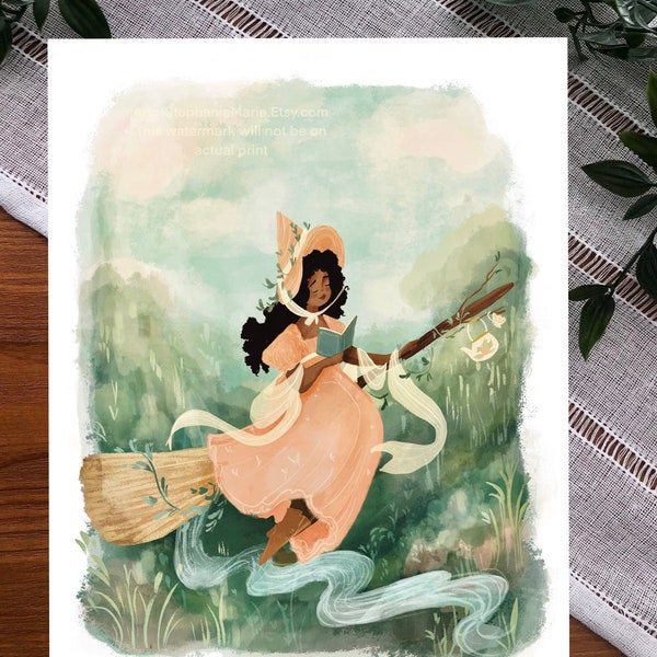 Regency Reading Witch Illustration Art Print