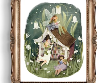 Fairy Library Illustration Art Print