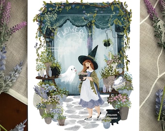 Flowershop Ghosts Illustration Art Print