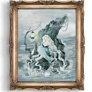 Celestial Reading Mermaid Illustration Art Print