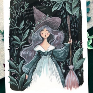 Night Witch Illustration Art Print 8x10