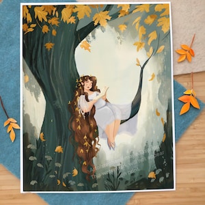 Elvish Girl Reading Illustration Art Print