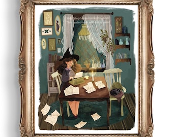The Writing Witch Illustration Art Print