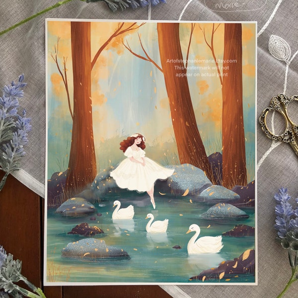 The Swan Princess Illustration Art Print