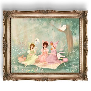 A Ghostly Tea Party Illustration Art Print ~unframed~