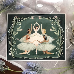 Flower Ballet Illustration Art Print ~Unframed~