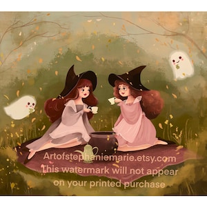 The Witches and Ghosts Secret Society Illustration Art Print (unframed)