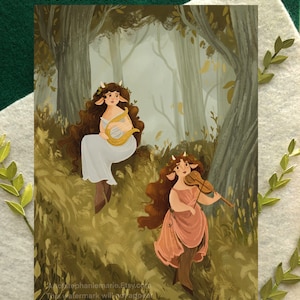 Fauns in the Forest Illustration Art Print