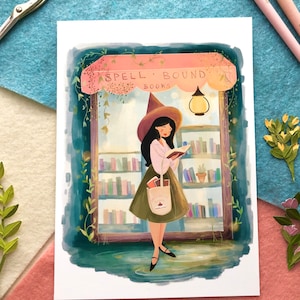 Bookshop Witch Illustration Print 8x10
