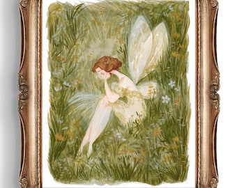 PRINT Fairy in the Flowers Illustration Art Print