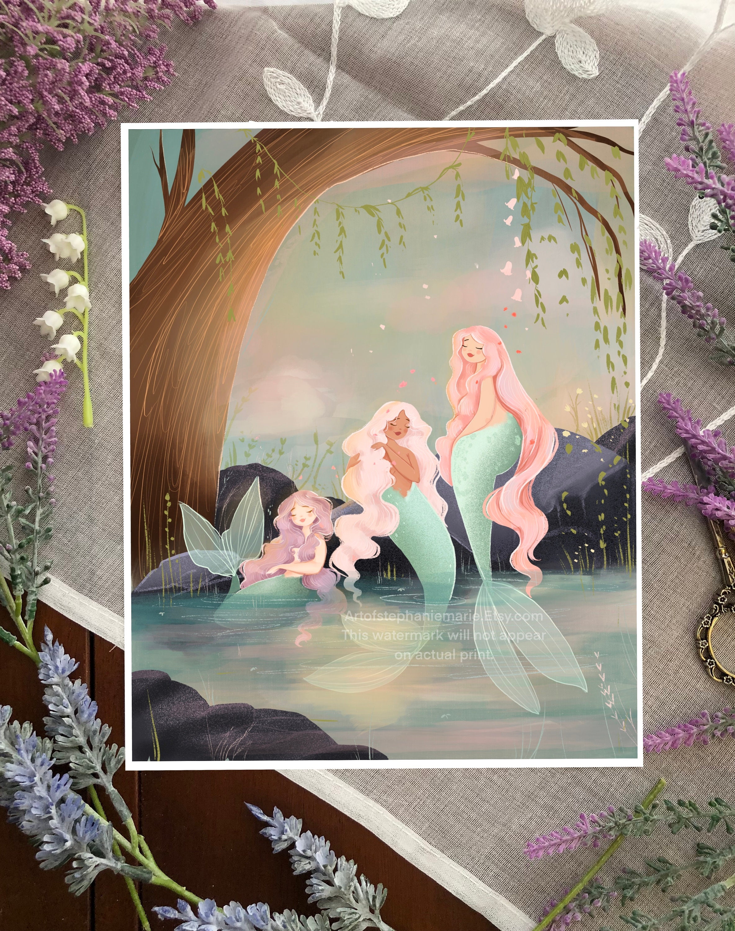 Mermaid Lagoon Illustration Print