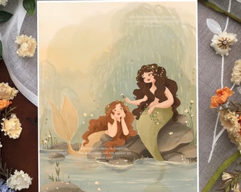 Flowers in her Hair Illustration Art Print