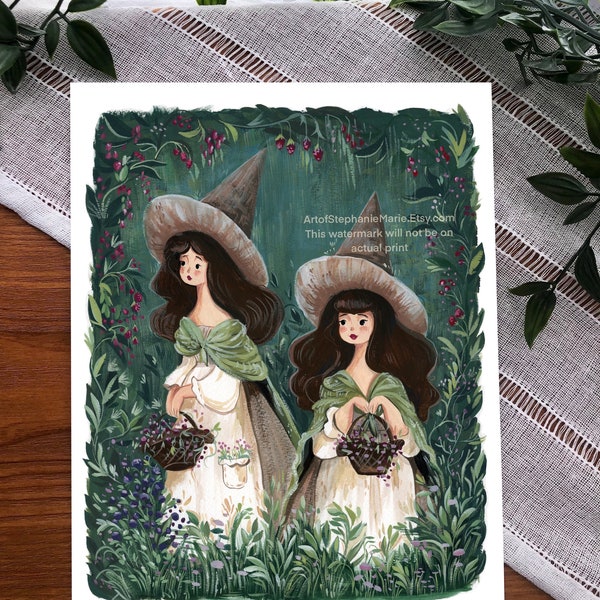 PRINT Foraging Witches Illustration Art Print