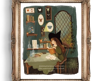 The Collecting Witch Illustration Art Print