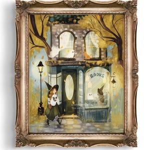 Autumn Bookshop Illustration Art Print