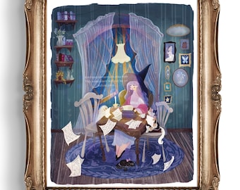 The Writing Witch Illustration Art Print