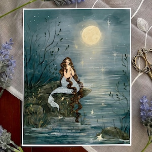 Mermaid Moon Illustration Art Print