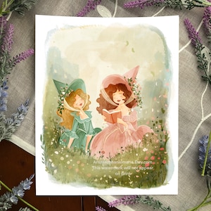 Books and Blooms Illustration Art Print