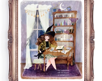 The Artist Witch Illustration Art Print