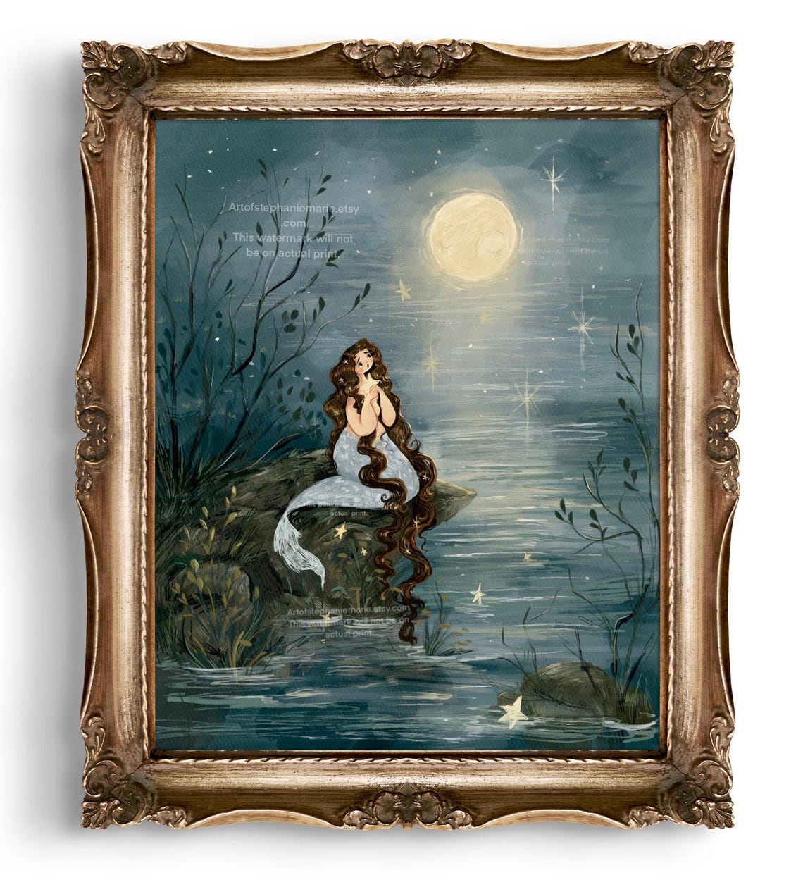 Mermaid Moon Illustration Art Print - Etsy