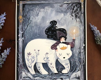 Original Illustration The Polar Bear Prince Gouache on Paper 8x10 ~unframed