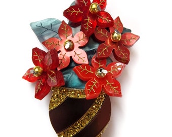 Laser cut acrylic plexiglass Christmas star vase brooch