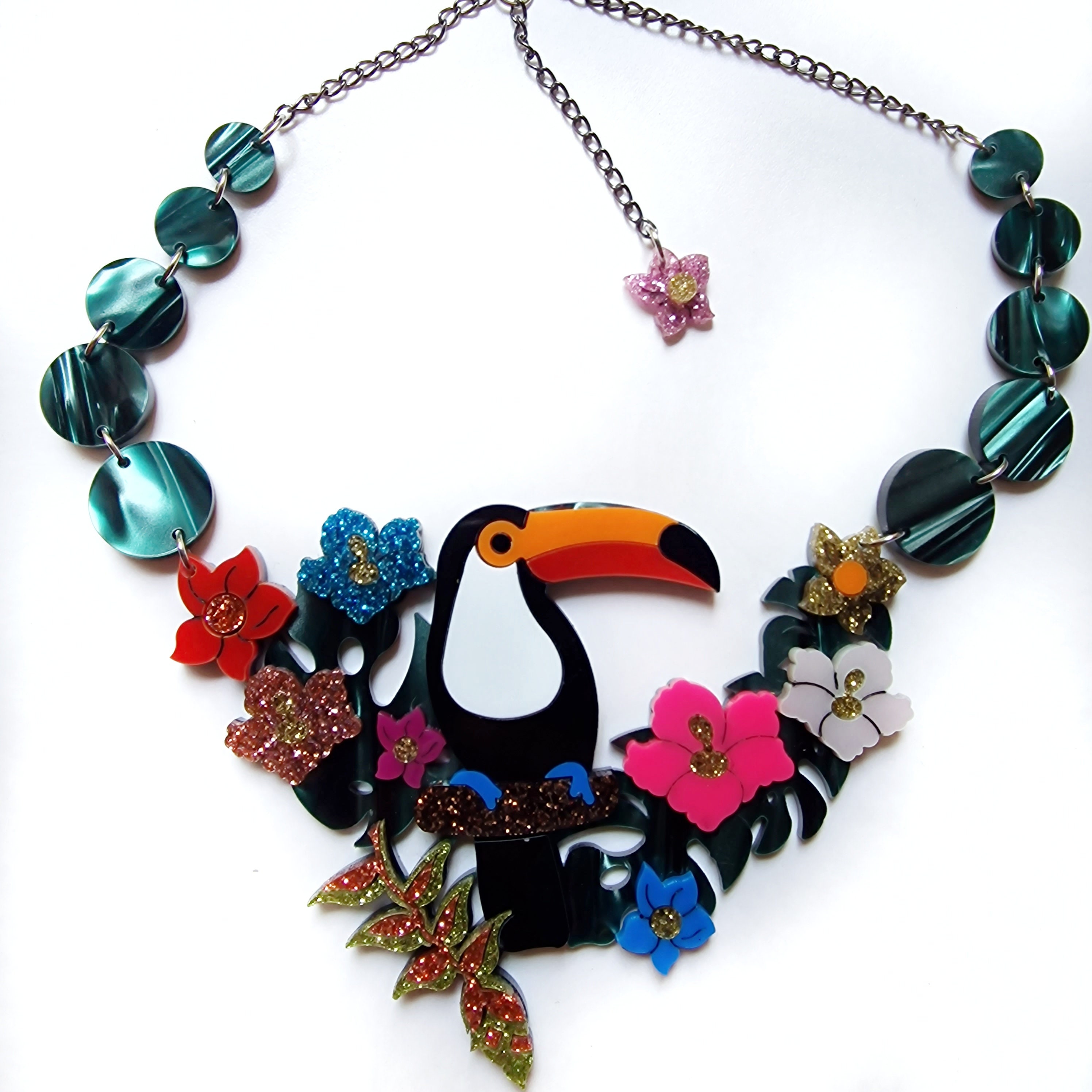 Boucles D'oreilles Acrylique Pop Art Toucan - Effet Miroir, Tendance Rétro - Jaune Vif, Fermoir Acier