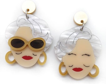 Miranda devil earrings in laser cut acrylic and plexiglass