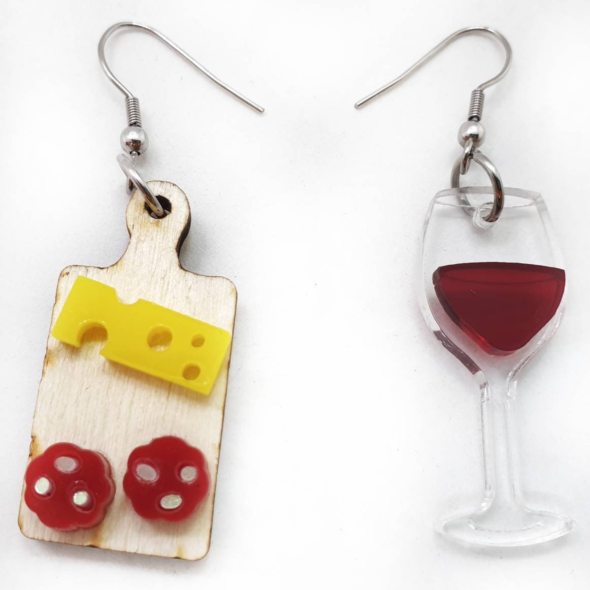 Asymmetrical Pendant Earrings Acrylic Wine and Laser Cut - Etsy