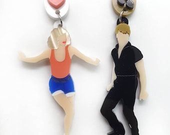 Romantic Dance Silhouette Earrings | Couple Lift Dance Jewelry | Vintage Ballroom Statement Earrings